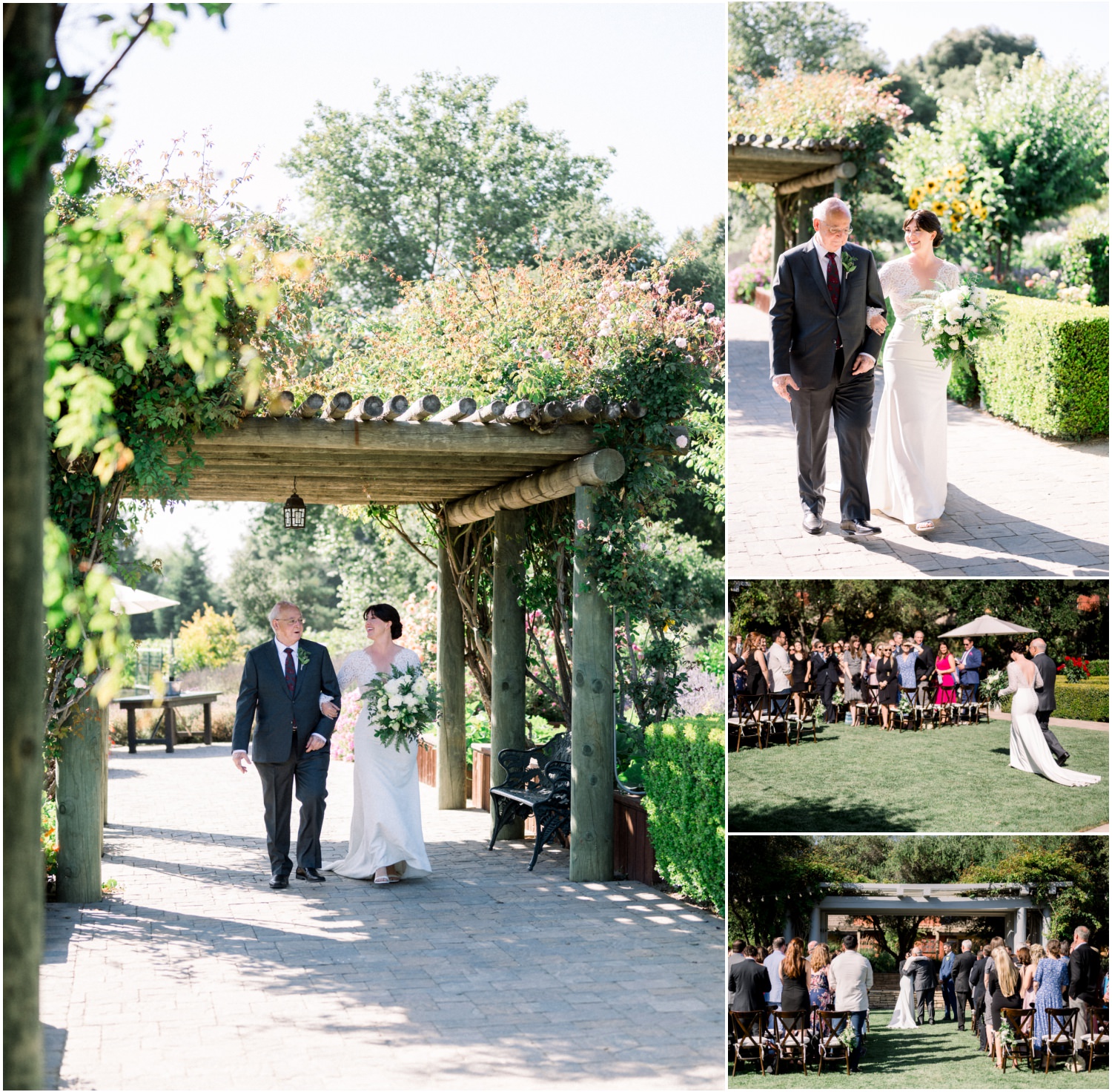 Bride walking down aisle with father