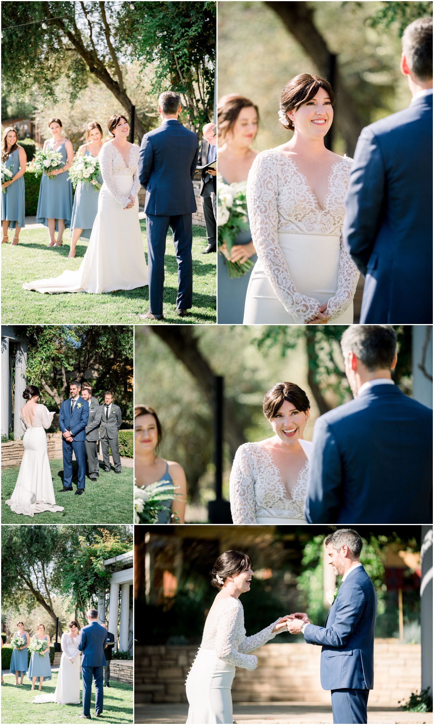 bride and groom during ceremony reading each other vows