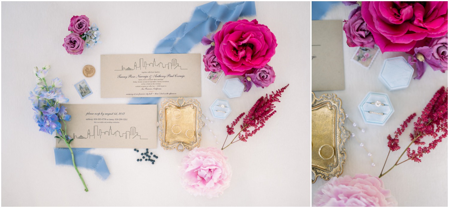 photo of flatlay at sf city hall wedding